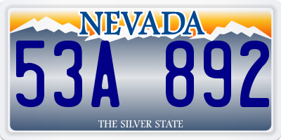 NV license plate 53A892