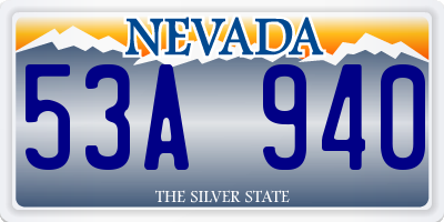 NV license plate 53A940