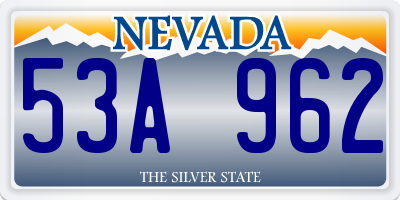 NV license plate 53A962