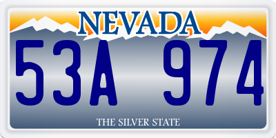 NV license plate 53A974