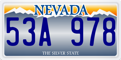 NV license plate 53A978