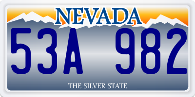 NV license plate 53A982