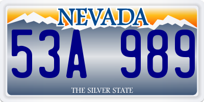 NV license plate 53A989