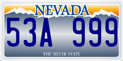 NV license plate 53A999