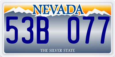NV license plate 53B077