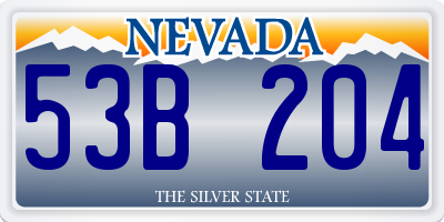 NV license plate 53B204