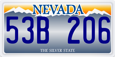 NV license plate 53B206