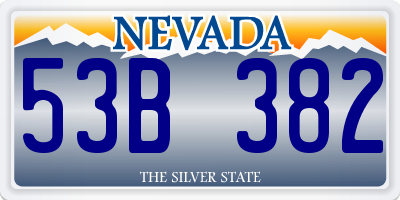 NV license plate 53B382