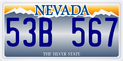 NV license plate 53B567
