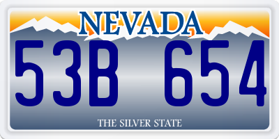 NV license plate 53B654