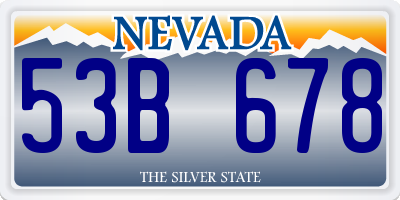 NV license plate 53B678