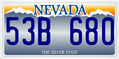 NV license plate 53B680