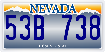 NV license plate 53B738