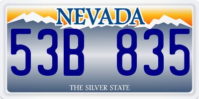 NV license plate 53B835