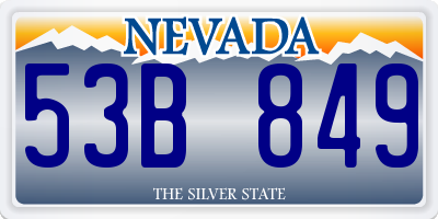 NV license plate 53B849