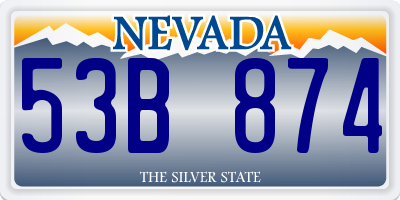 NV license plate 53B874