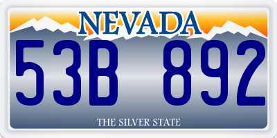 NV license plate 53B892