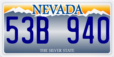 NV license plate 53B940