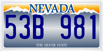 NV license plate 53B981