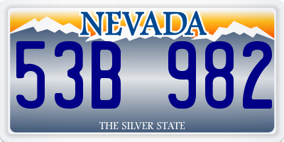 NV license plate 53B982