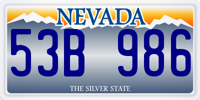 NV license plate 53B986