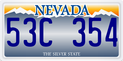 NV license plate 53C354
