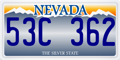 NV license plate 53C362