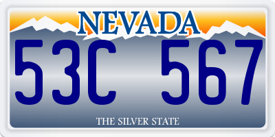 NV license plate 53C567