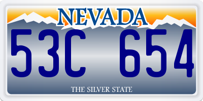 NV license plate 53C654