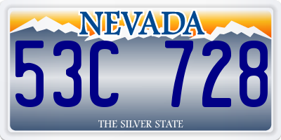 NV license plate 53C728