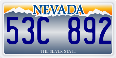 NV license plate 53C892