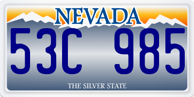 NV license plate 53C985