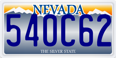 NV license plate 540C62