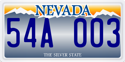 NV license plate 54A003