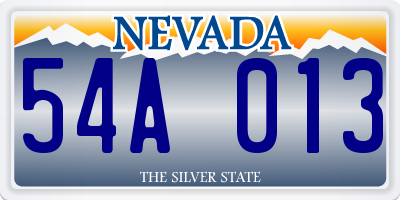 NV license plate 54A013