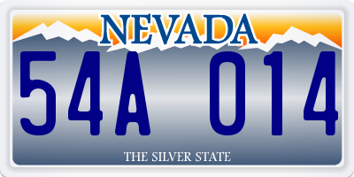 NV license plate 54A014