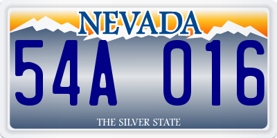 NV license plate 54A016