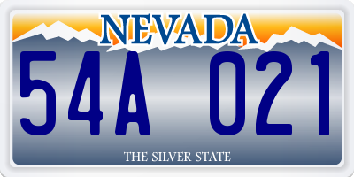 NV license plate 54A021