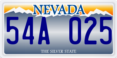 NV license plate 54A025
