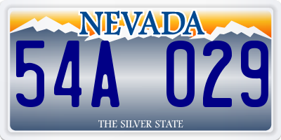 NV license plate 54A029