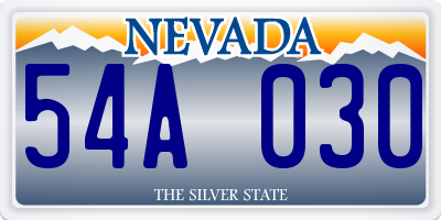NV license plate 54A030