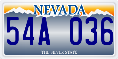 NV license plate 54A036