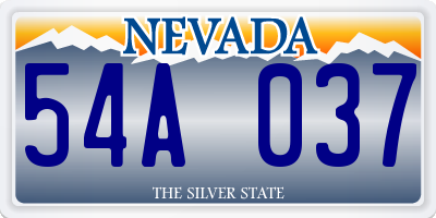 NV license plate 54A037