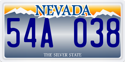 NV license plate 54A038