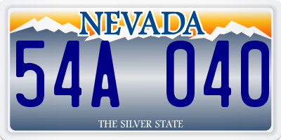 NV license plate 54A040