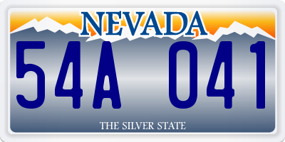 NV license plate 54A041