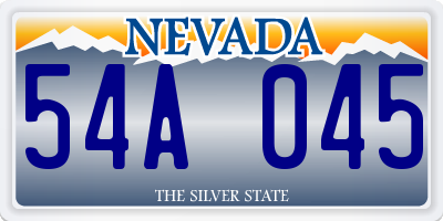 NV license plate 54A045