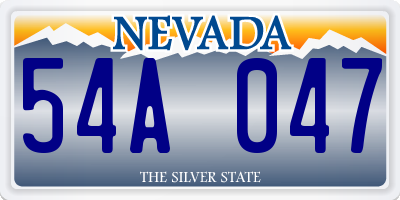 NV license plate 54A047