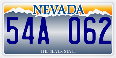NV license plate 54A062