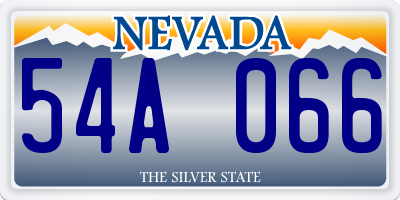 NV license plate 54A066